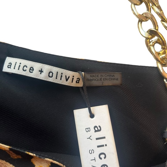 ALICE + OLIVIA HARMONY CHAIN STRAP DRAPEY SLIP DRESS - Picture 15 of 16